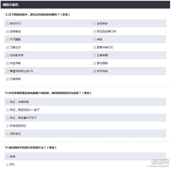 腾讯调查问卷引谜题 欲将《LOL》与《炉石传